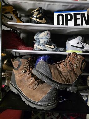 🔥 Keen Men's Size 10 D Brown Leather Work Boots Carbon Toe Waterproof Hot!